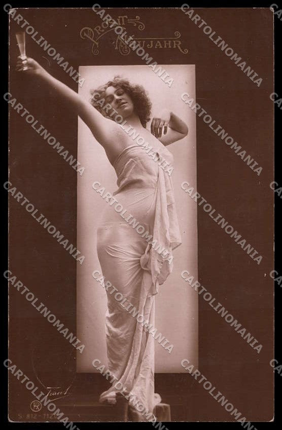 Augurale Risque Toasting Lady RPPC serie 812-7120 cartolina ZG7969 – fronte