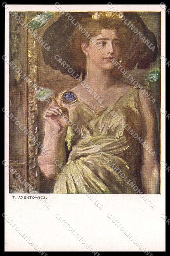 Illustratori Artist Signed T. Axentowicz Lady Art Nouveau 423 cartolina ZG7988 – fronte