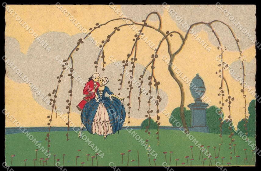 Artist Signed Meschini Romantic Couple Art Deco Ultra serie 2129 pc ZG7990 – fronte