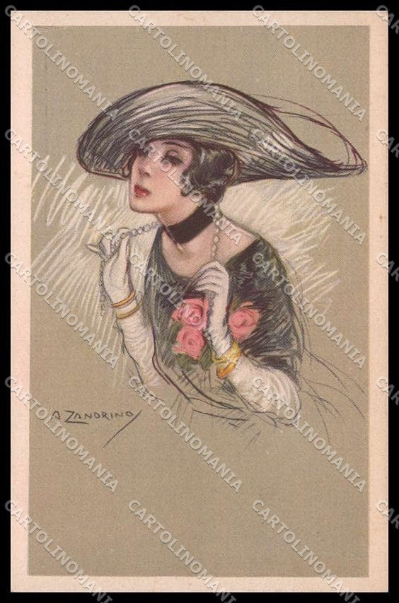 Illustratori Artist Signed Zandrino Fashion Lady serie 94-5 cartolina ZG8001 – fronte