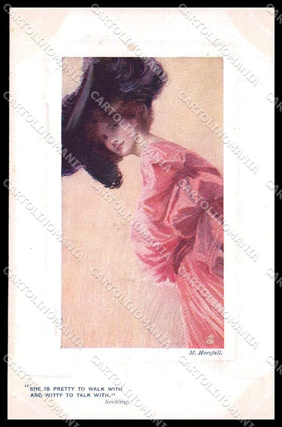 Illustratori Artist Signed M. Horsfall Glamour Lady Oilette serie 9742 pc ZG8009 – fronte