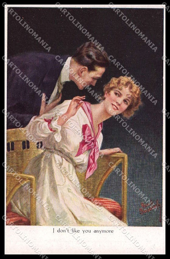 Illustratori Artist Signed Ruab Gnischaf Romantic Couple cartolina ZG8010 – fronte