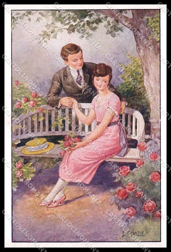 Illustratori Artist Signed J. Kranzle Romantic Couple serie 30102 pc ZG8016 – fronte