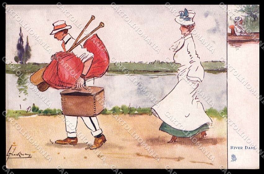 Illustratori Artist Signed L. Thackeray River Days Oilette 9035 pc ZG8022 – fronte