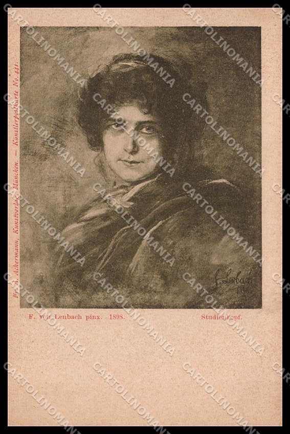 Illustratori Artist Signed F. von Lenbach Lady Ackermann 441 cartolina ZG8033 – fronte