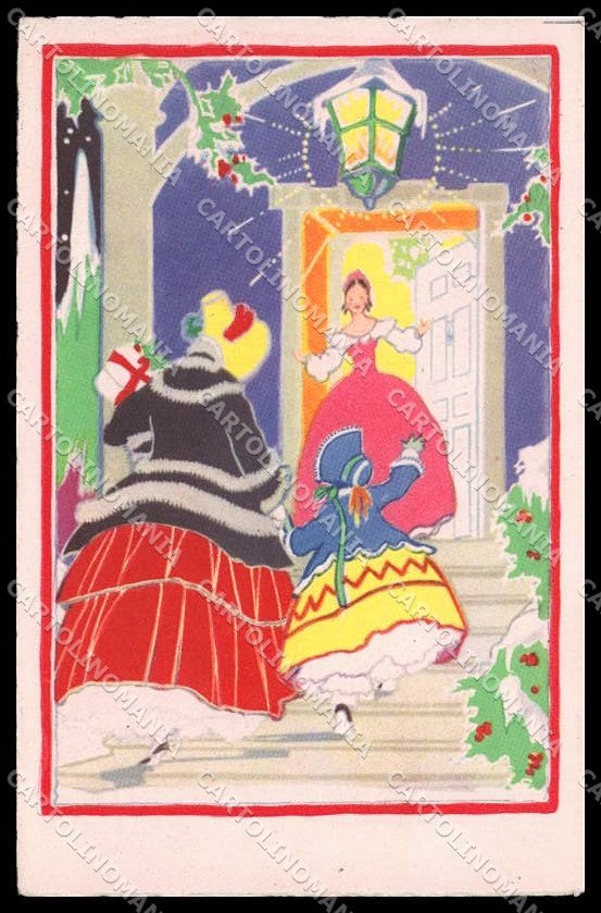 Illustratori Artist Signed Christmas Lady serie 1280 cartolina ZG8036 – fronte