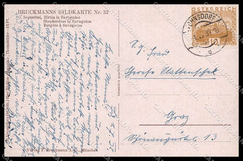 Illustratori Artist Signed G. Segantini Lady Savognino serie 32 cartolina ZG8040 – retro