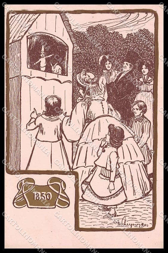 Illustratori Artist Signed Lady Children Puppet cartolina ZG8048 – fronte