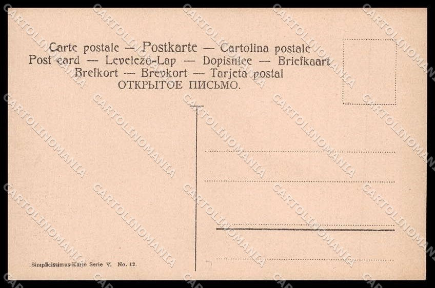 Illustratori Artist Signed Reznicek Dance Simplicissimus serie V-12 pc ZG8051 – retro