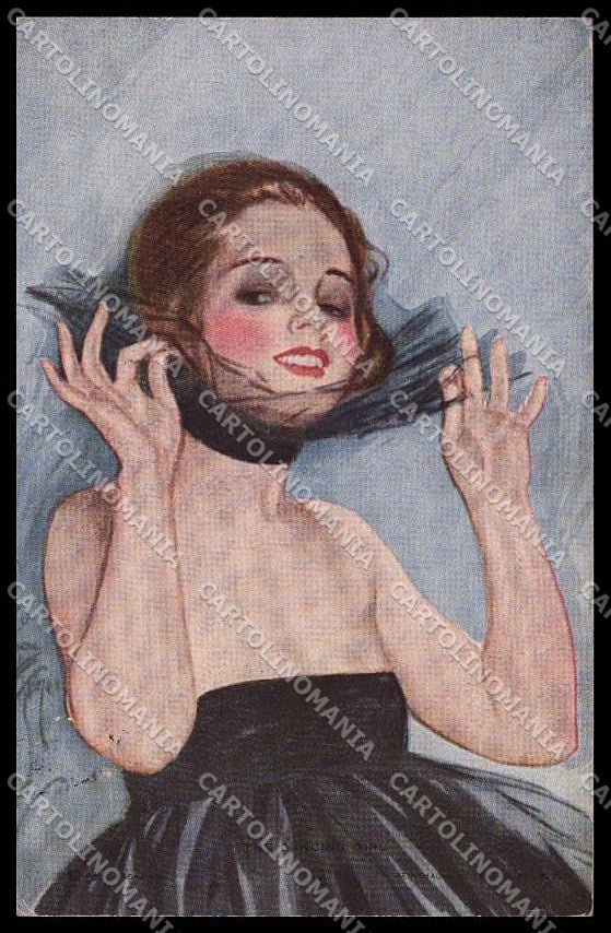 Illustratori Artist Signed Fisher Fashion Lady Reinthal serie 973 pc ZG8065 – fronte