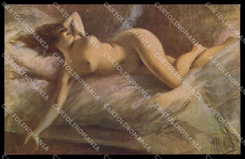 Illustratori Artist Signed A. Guillaume Nude Lady Lapina 855 cartolina ZG8083 – fronte