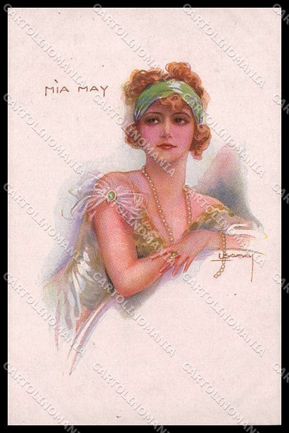 Illustratori Artist Signed Usabal Fashion Lady Mia May serie 335-1 pc ZG8112 – fronte