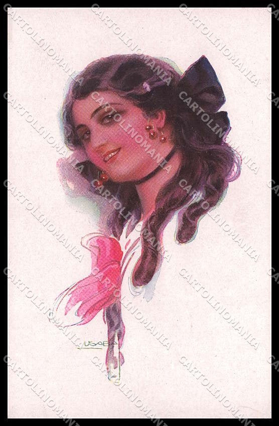 Illustratori Artist Signed Usabal Fashion Lady serie 333-1 ABRADED pc ZG8113 – fronte