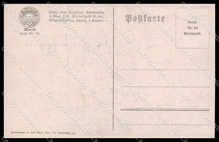 Artist Signed Karl Friedrich Gsur Couple Deutscher Schulverein 20 pc ZG8141 – retro