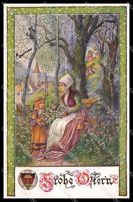 Illustratori Artist Signed Welzl Lady Girl Deutscher Schulverein 97 pc ZG8143 – fronte