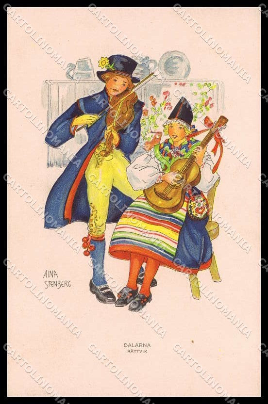 Illustratori Artist Signed Aina Stenberg Couple Lady serie 127 cartolina ZG8163 – fronte