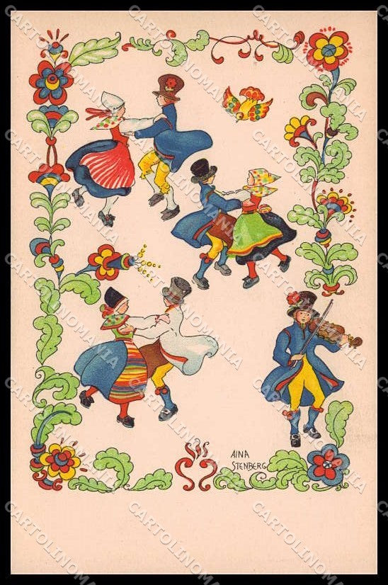 Illustratori Artist Signed Aina Stenberg Couple Lady serie 104 cartolina ZG8167 – fronte
