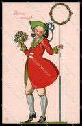 Illustratori Artist Signed Christmas Man 75256 cartolina ZG8172 – fronte