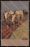 Illustratori Artist Signed I. P. F. Kohler Pflugen Aratro cartolina ZG8173 – fronte