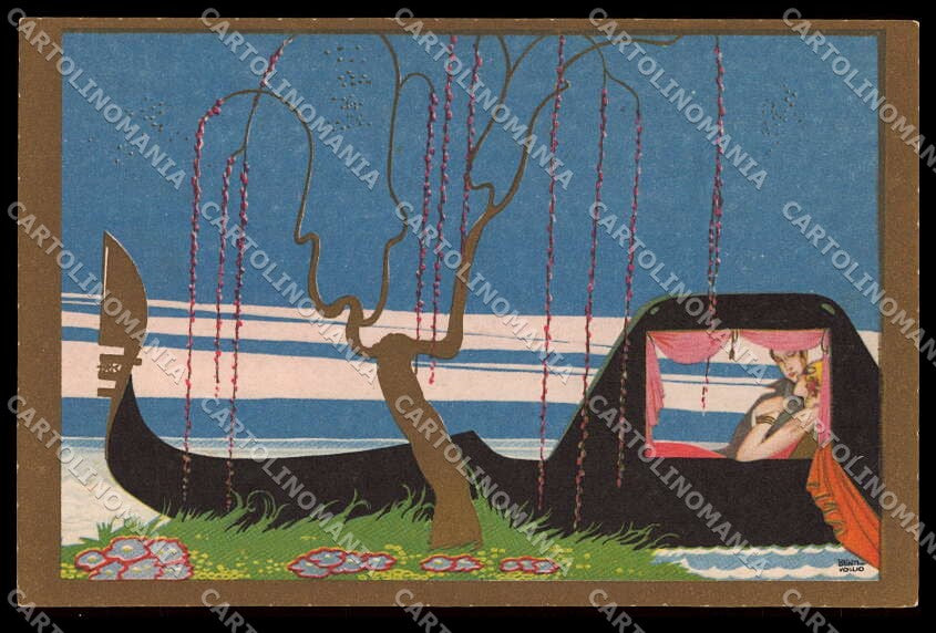 Artist Signed Bentivoglio Couple Venezia Art Deco Degami 2161 pc ZG8174 – fronte