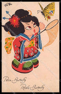 Illustratori Artist Signed Piattoli Girl Geisha Butterfly cartolina ZG8187 – fronte