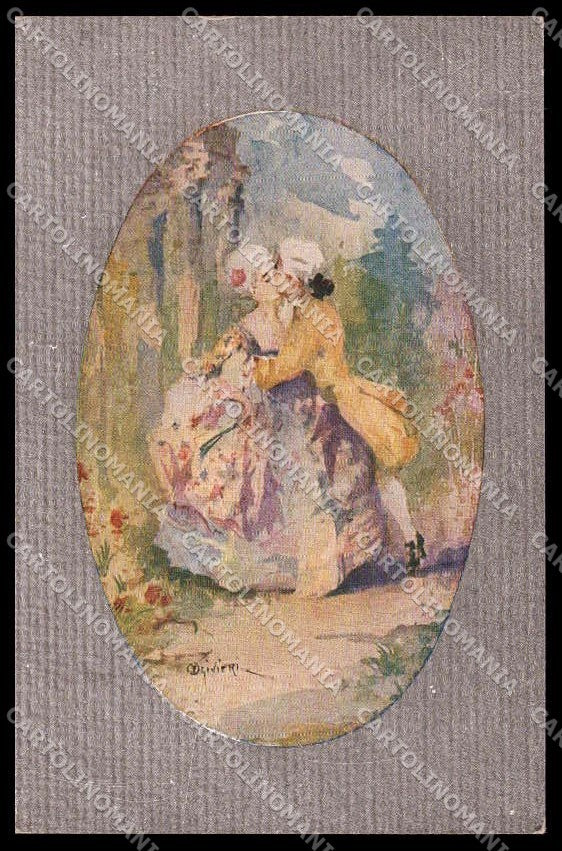 Illustratori Artist Signed Olivieri Romantic Couple Lady serie 103 pc ZG8197 – fronte