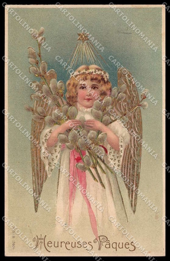 Illustratori Artist Signed Easter Angel Relief M S i B 13604 cartolina ZG8211 – fronte