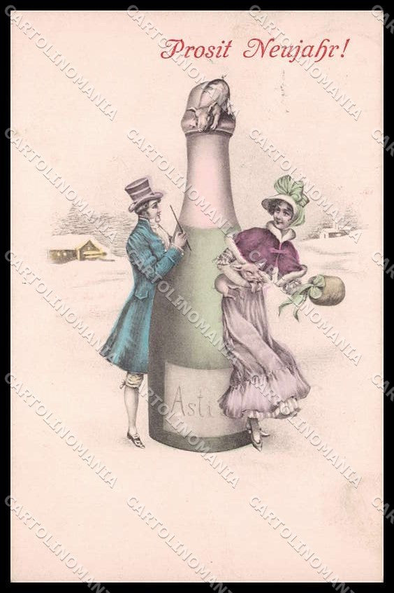 Illustratori Artist Signed Lady Pig Happy New Year serie 1474 cartolina ZG8230 – fronte