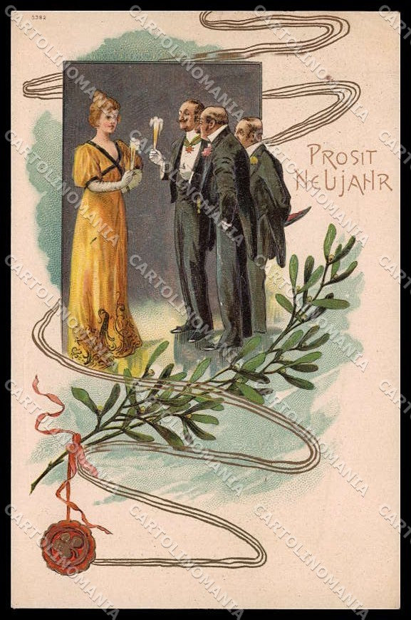 Illustratori Artist Signed Lady Toasting Art Nouveau Relief serie 5382 pc ZG8242 – fronte