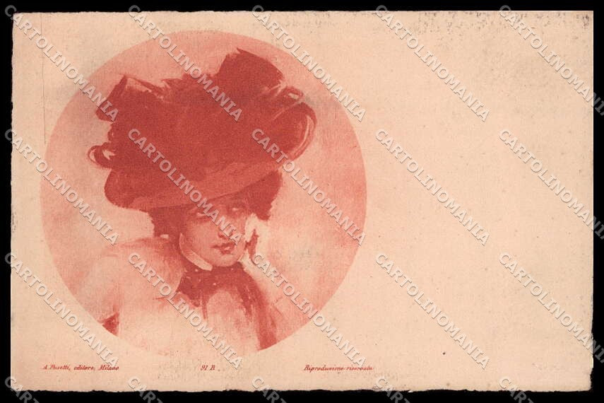 Illustratori Artist Signed A. Villa Lady Art Nouveau serie 91b cartolina ZG8246 – fronte