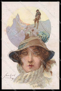 Illustratori Artist Signed SanfrÃ¨ Fashion Lady Alpinismo serie 875-1 pc ZG8258 – fronte