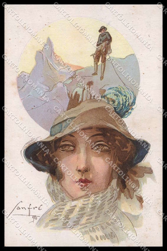 Illustratori Artist Signed SanfrÃ¨ Fashion Lady Alpinismo serie 875-1 pc ZG8258 – fronte