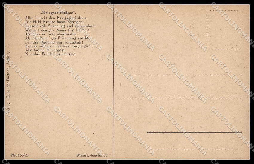 Artist Signed A. Thiele Propaganda WW1 Auf Urlaub serie 153-2 pc ZG8261 – retro