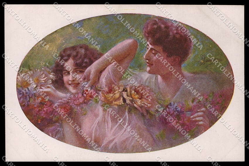 Illustratori Artist Signed Guerzoni Romantic Couple serie 1015-4 pc ZG8288 – fronte