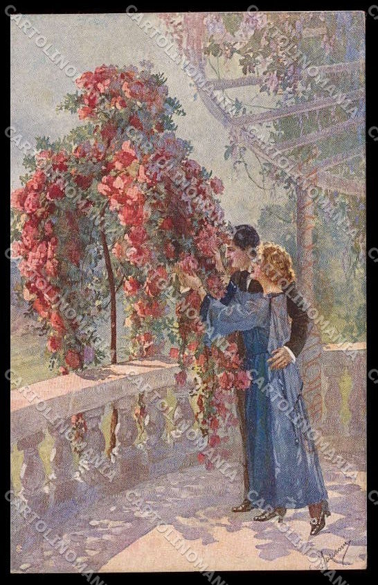 Illustratori Artist Signed Guerzoni Romantic Couple serie 1027-4 pc ZG8290 – fronte