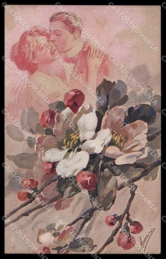 Illustratori Artist Signed Guerzoni Romantic Couple serie 1042-1 pc ZG8293 – fronte