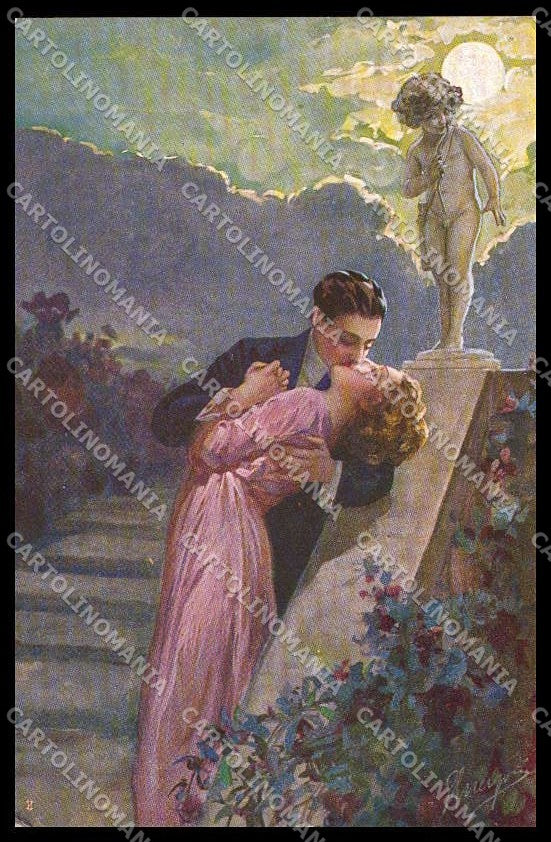 Illustratori Artist Signed Guerzoni Romantic Couple serie 1072-3 pc ZG8308 – fronte
