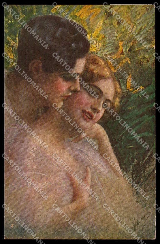 Illustratori Artist Signed Guerzoni Romantic Couple serie 1028-2 pc ZG8315 – fronte