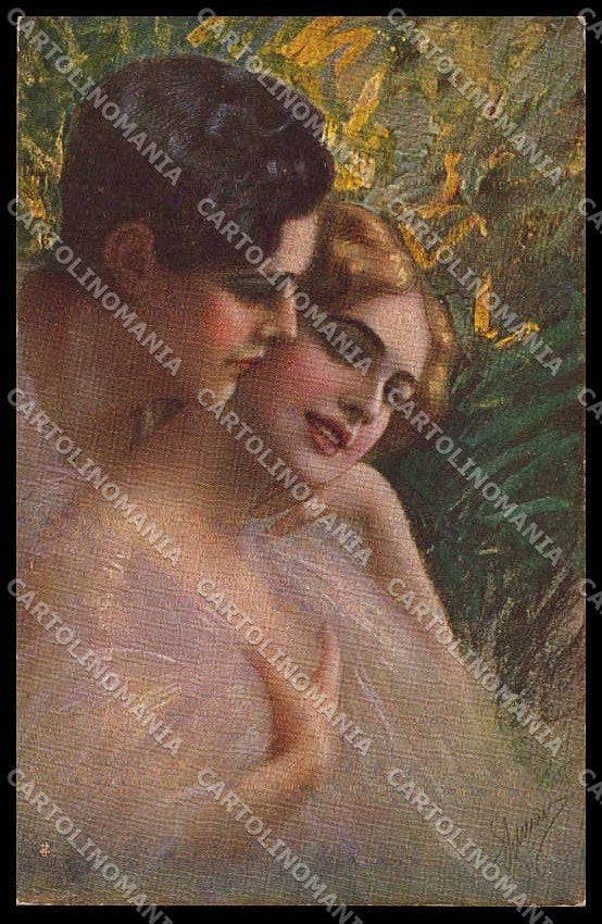 Illustratori Artist Signed Guerzoni Romantic Couple serie 1028-2 pc ZG8316 – fronte