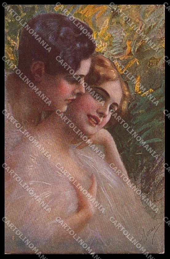 Illustratori Artist Signed Guerzoni Romantic Couple serie 1028-2 pc ZG8318 – fronte
