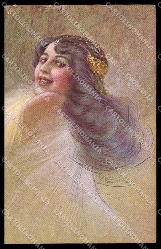 Illustratori Artist Signed Guerzoni Lady serie 702-3 BKWI TEARED pc ZG8325 – fronte