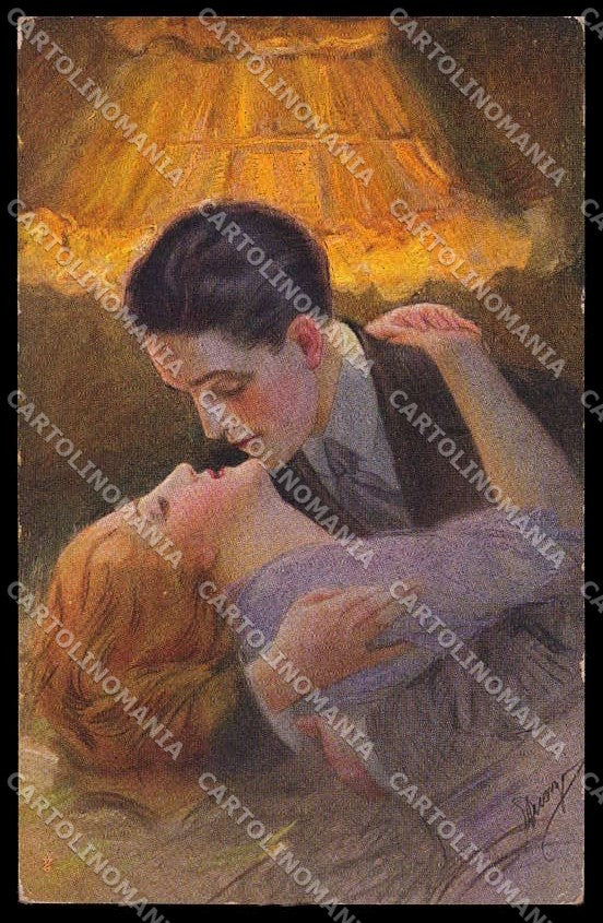 Illustratori Artist Signed Guerzoni Romantic Couple serie 1056-3 pc ZG8328 – fronte