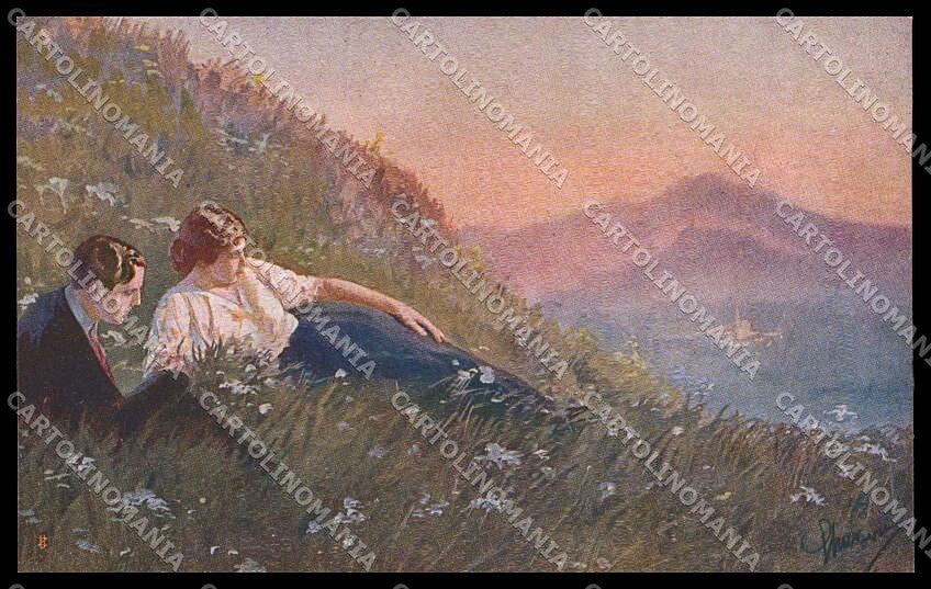 Illustratori Artist Signed Guerzoni Romantic Couple serie 1045-3 pc ZG8329 – fronte