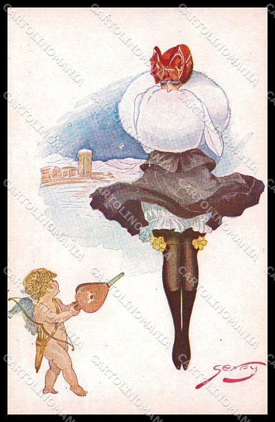Illustratori Artist Signed Gexey Risque Lady Cupid serie 144 cartolina ZG8336 – fronte