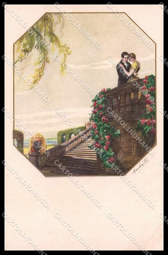 Artist Signed Ambart Romantic Couple serie 2552-4 CORNER CREASED pc ZG8341 – fronte