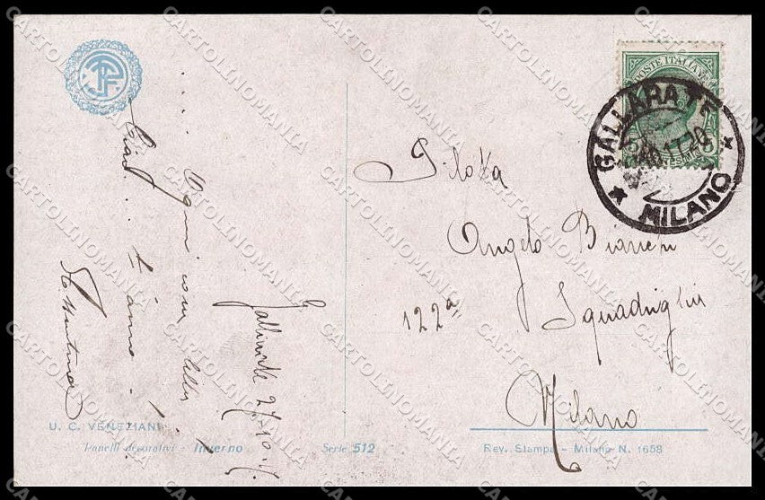 Illustratori Artist Signed Veneziani Season Winter serie 512 cartolina ZG8349 – retro