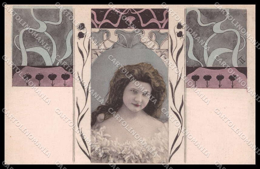 Illustratori Artist Signed J. T. Lady Art Nouveau H. Traut phot. 560 pc ZG8370 – fronte