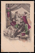 Illustratori Artist Signed M. Kammer Lady Toasting Art Nouveau Couple pc ZG8383 – fronte