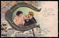 Illustratori Artist Signed Lady Toasting Art Nouveau Couple Relief pc ZG8384 – fronte