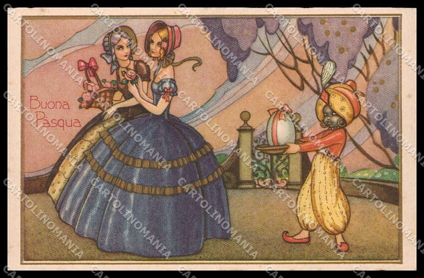 Illustratori Artist Signed Luigi Dalmonte Lady Easter serie 520 cartolina ZG8403 – fronte